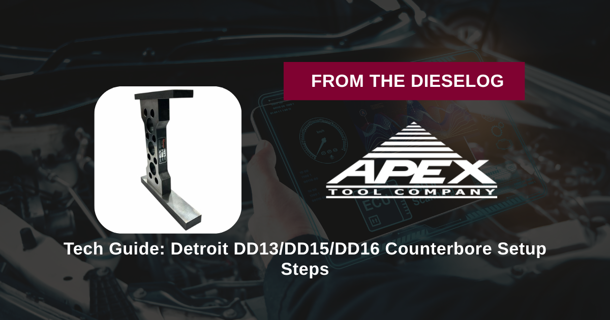 Step-by-step close up layout of counterbore setting master fixture on a engine machine shop bench